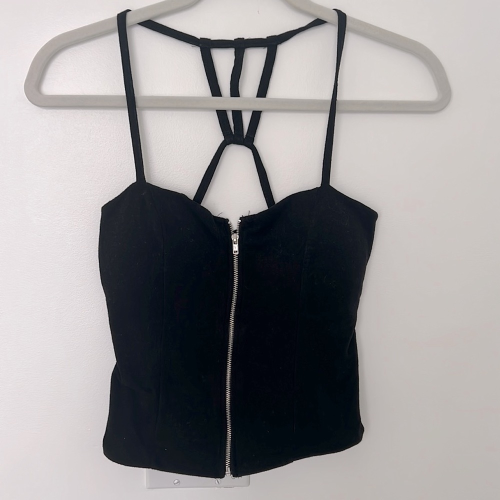 Black zip up top